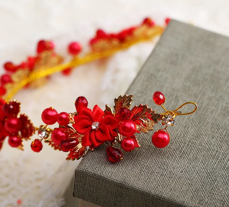 HIMSTORY цветок ручной работы красного цвета в форме листьев головная повязка