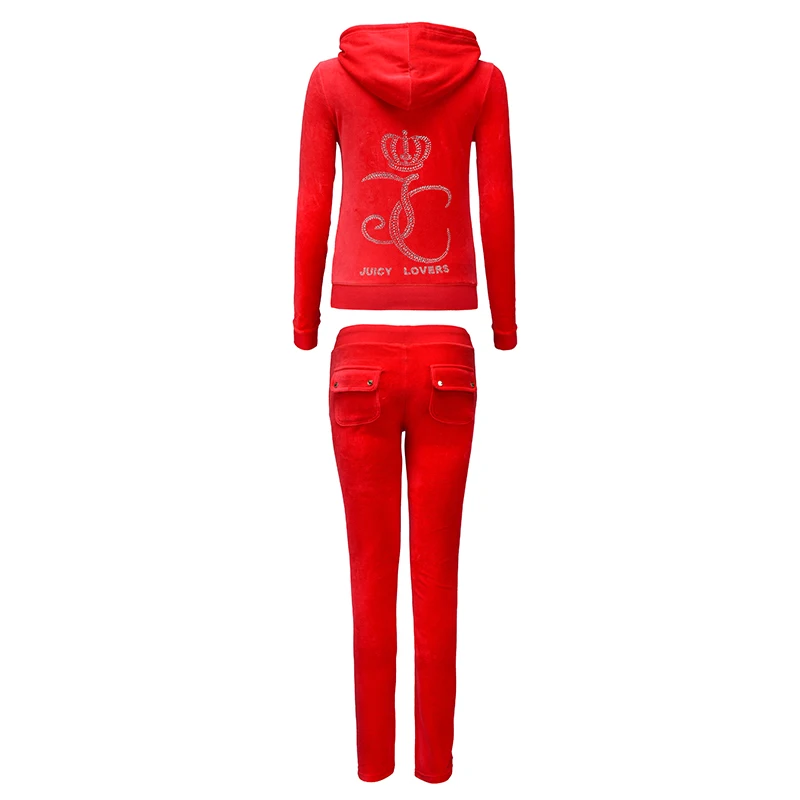 Бренд Juicy Lovers весна осень спортивные костюмы Синий Серый Черный Красный pleuche Женский Повседневный Спортивный костюм с капюшоном Спортивная толстовка с воротником-стойкой костюм