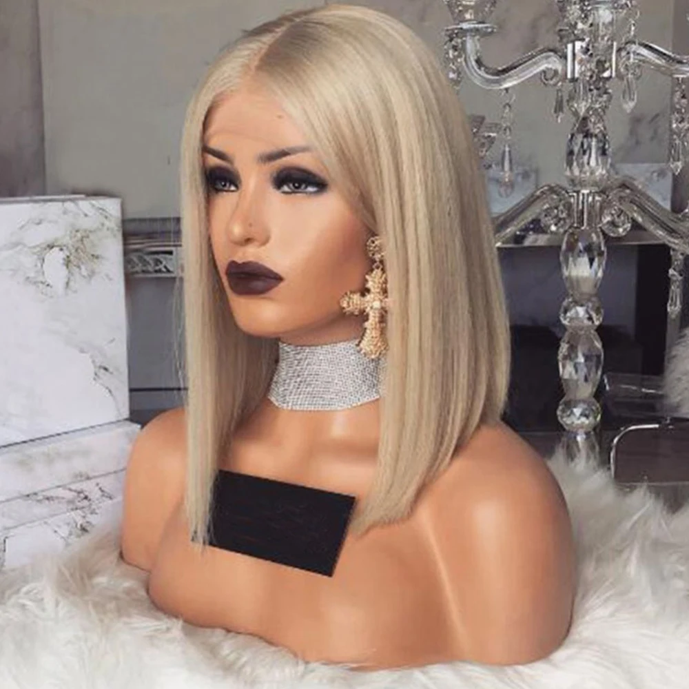 SimBeauty, платиновый блонд, парик, перуанские человеческие волосы на кружеве, парики для женщин, волосы remy, прямые, предварительно выщипанные волосы, полный конец