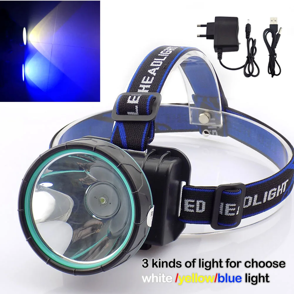 Высокомощный светодиодный налобный фонарь Шахтерский Головной белый желтый