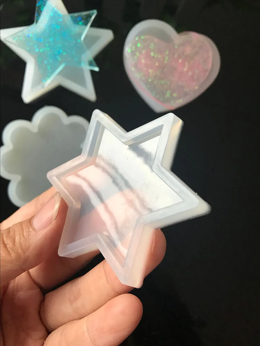 1 шт. звезда цветок сердце жидкий силикон Expoxy прессформы смолы ювелирные изделия