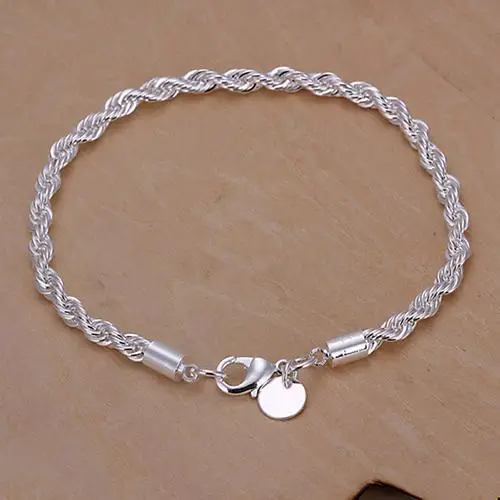 

New Elegant Silver Plated Twisted Chain Design Bracelet Bangle Lady Party Jewelry