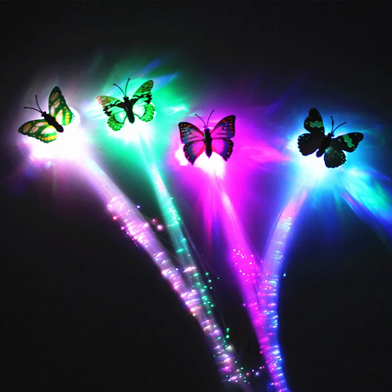 

Beauty Girl Fiber Flash Hair Clip Party Luminous Headwear Light Colorful butterfly LED Fiber Optic Barrette Clip Braid Hair Pins