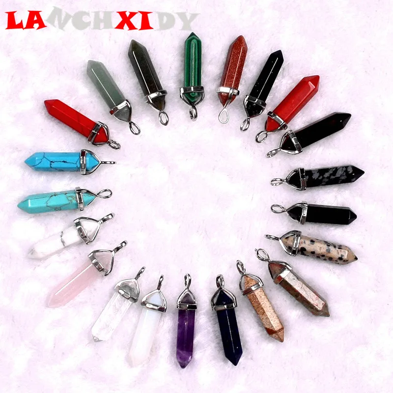 Простой применимый натуральный кварц ожерелье Хрустальная пуля Column колонна