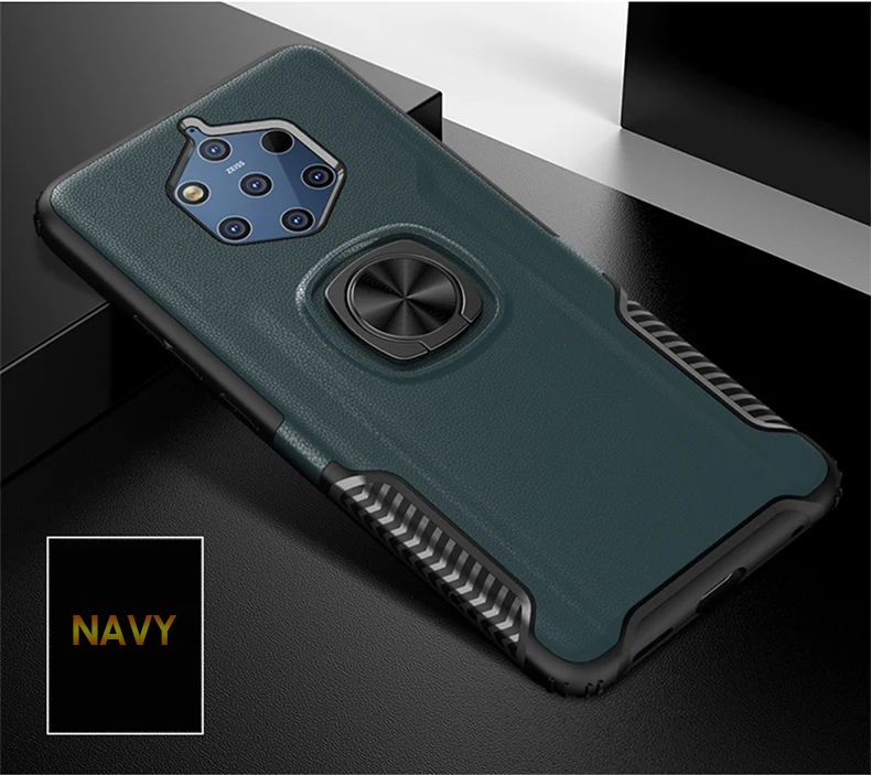 Чехол-бампер для Nokia 9 PureView, чехол-бампер для Nokia 8 9 Pure View, Мягкий силикон+ Жесткий Поликарбонат, защитный чехол, магнитный автомобильный держатель, полный Чехол - Цвет: Navy