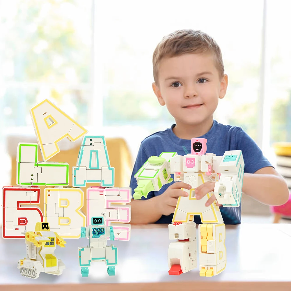 

6pcs/set Russian Transformation Alphabet Robot Assembling Building Blocks Deformation Robot Action Figure Toy for Kids Xmas Gift