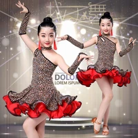 leopard grain latin dress children dance dress for girls cha cha kid competition girl latin dancing dancewear kids latin costume