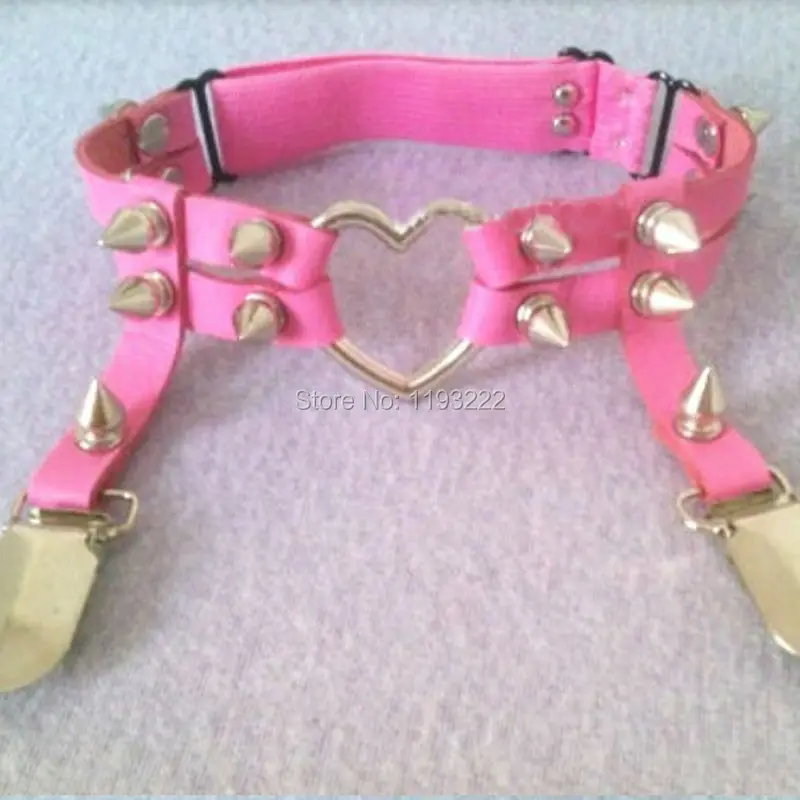 Подвязки с заклепками в стиле панк рок сердечками подвязки хараджуку ручной