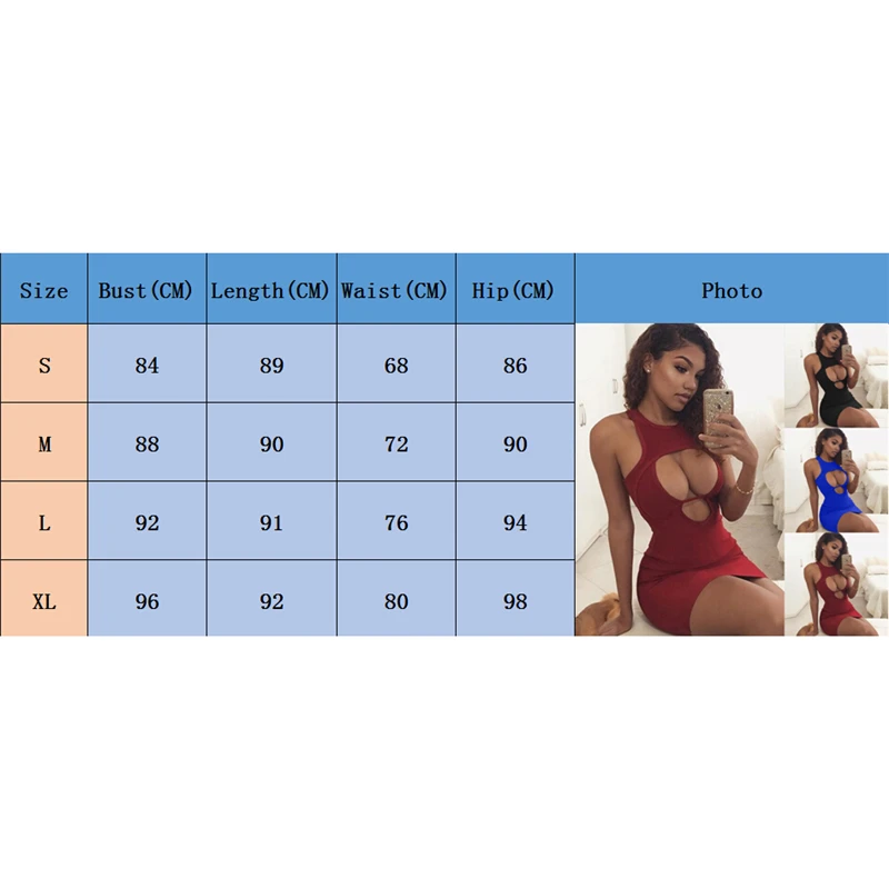 

Sexy Women's Halter Neck Sleeveless Dress Hollow Out Bodycon Dress Ladies Pure Color Mini Dress Evening Club Party Wear Summer