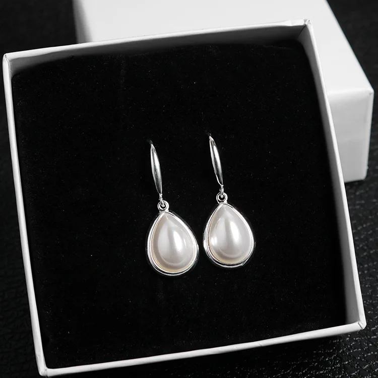 Vintage OL S925 Sterling Silver Shell Pear Water Drop Dangle Earrings Women's Width 13 Length 33mm | Украшения и аксессуары
