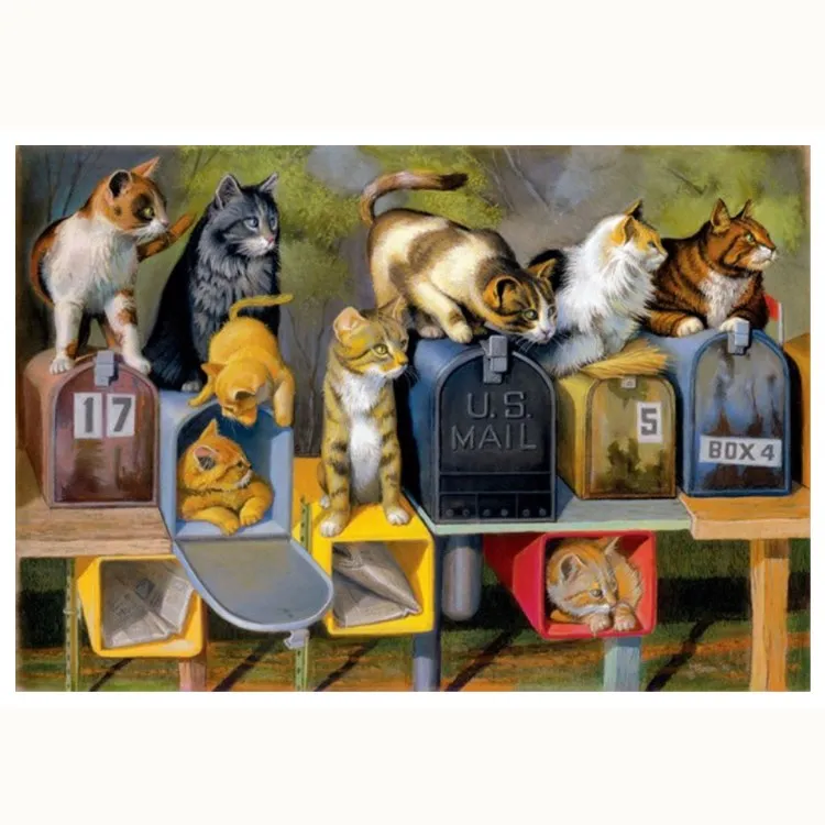 

The Cat in the mailbox Needlework,Cross stitch Animals Handmade 16CT 14CT Canvas DIY,Cross-stitch kits,Embroidery Art Home Decor