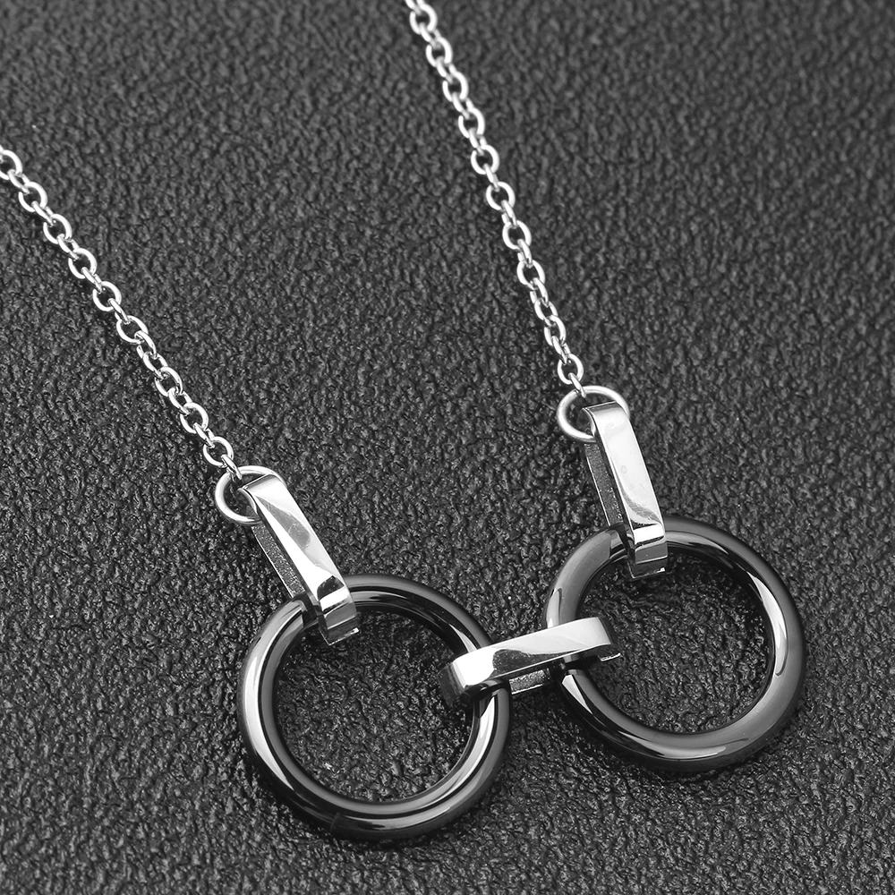 Новое черное двойное круглое ожерелье с подвеской Женская Цепочка Из