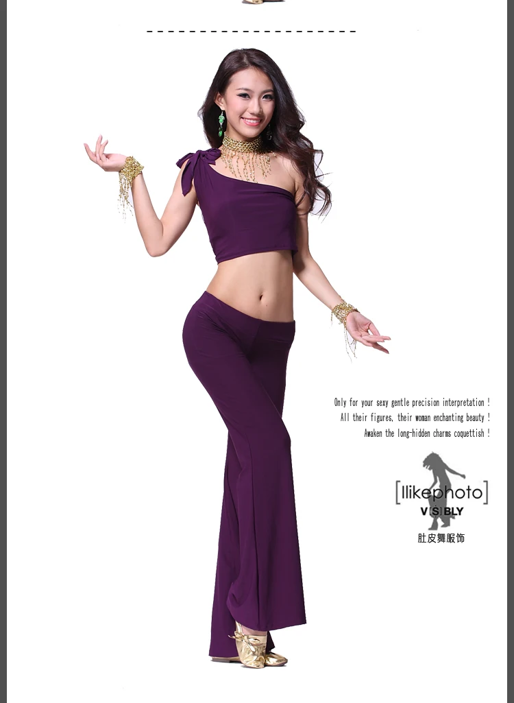 Женский костюм для танца живота хлопковый комплект с кристаллами (футболка на