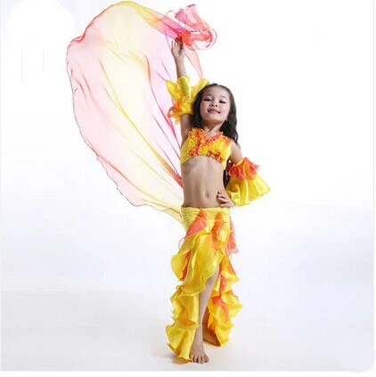 

Free-shipping Sexy Belly Dance Costumes for Child or Kids nice Flowers shape Children dancing practising Clothes Set