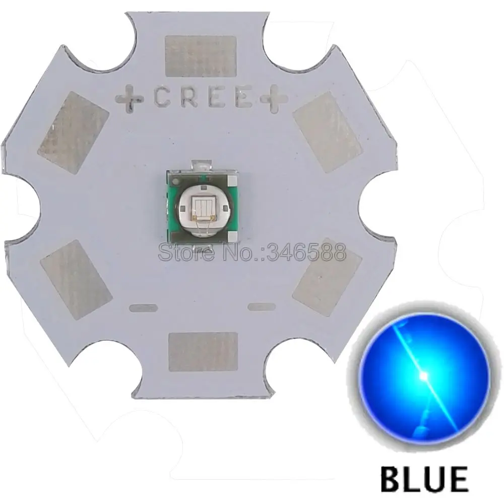 10 шт./лот! Cree XLamp XP-E XPE синий цвет 470NM-475NM 3 Вт высокое мощность светодиодный излучатель диод на 8 мм 12 мм 14 мм 16 мм 20 мм PCB радиатор