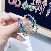 hibride latest design hopping earrings double layer round aaa cz earrings for women jewelry boucle doreille femme e 646