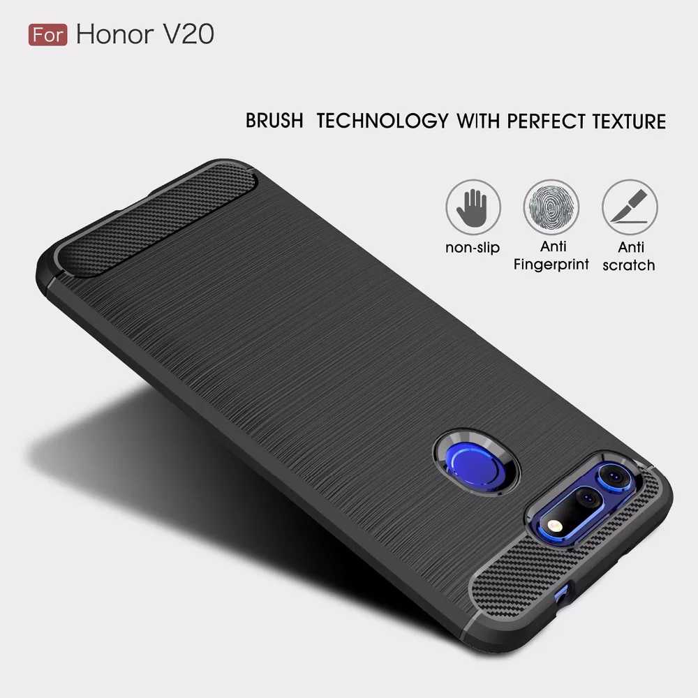 Чехол для телефона из углеродного волокна Huawei Honor V20 V10 Note 10 9 Lite 9i 8C 7X 8X Max Play