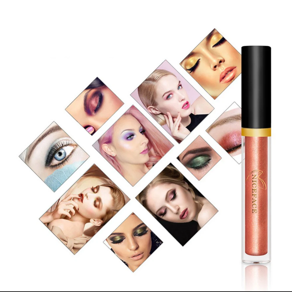 100% новый 17 цветов жидкая Shimmer Тени Make Up Водонепроницаемый блеск металлик теней