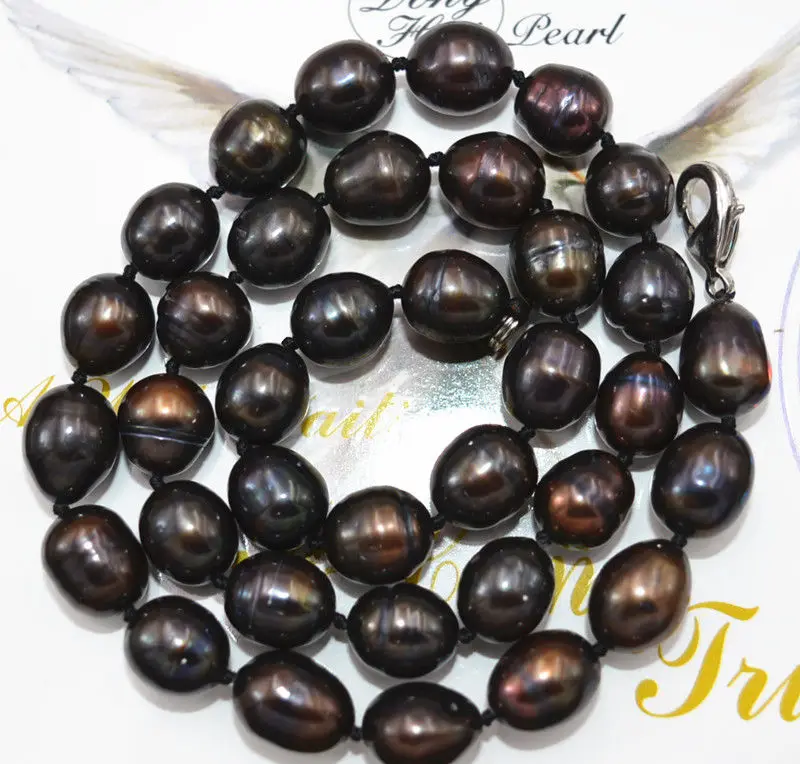 Ожерелье из натурального черного жемчуга TAHITIAN 10 11 мм 18 дюймов|pearl necklace|black pearl