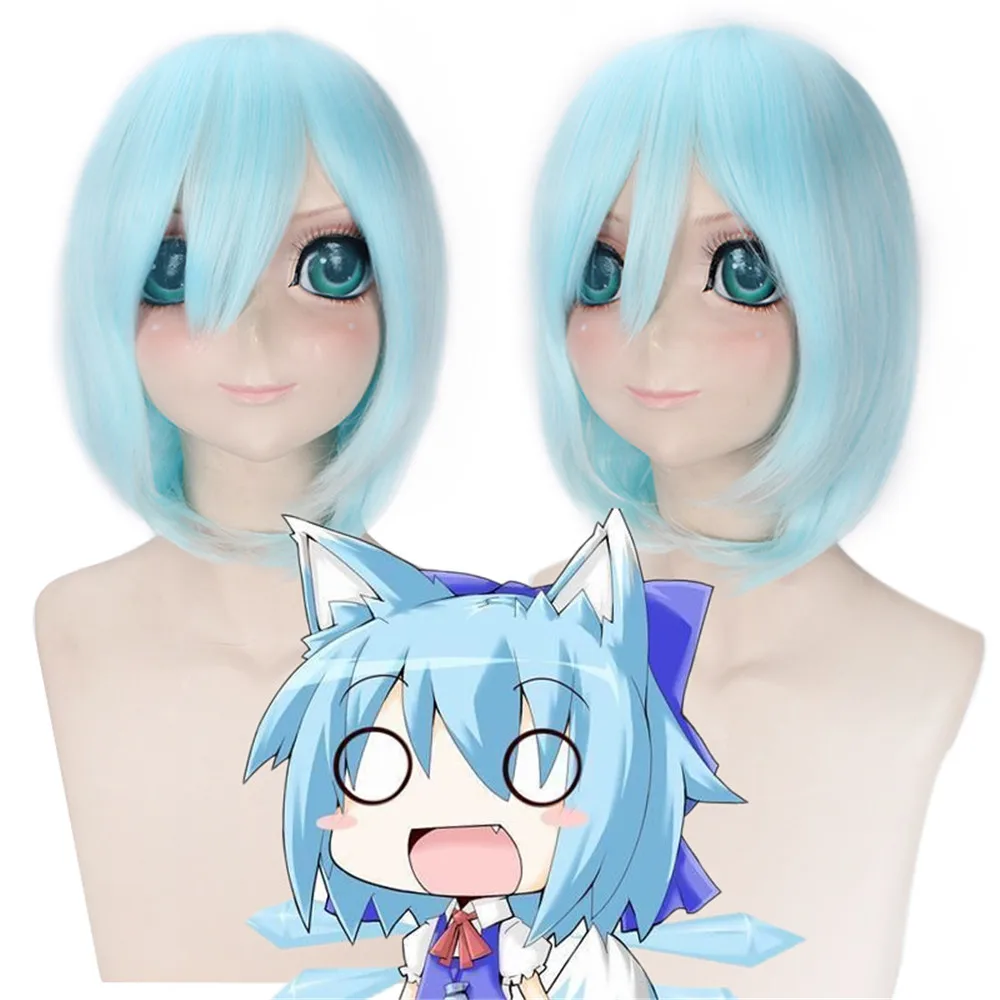 Парик для косплея из Аниме Touhou Project Cirno Женский короткие термостойкие