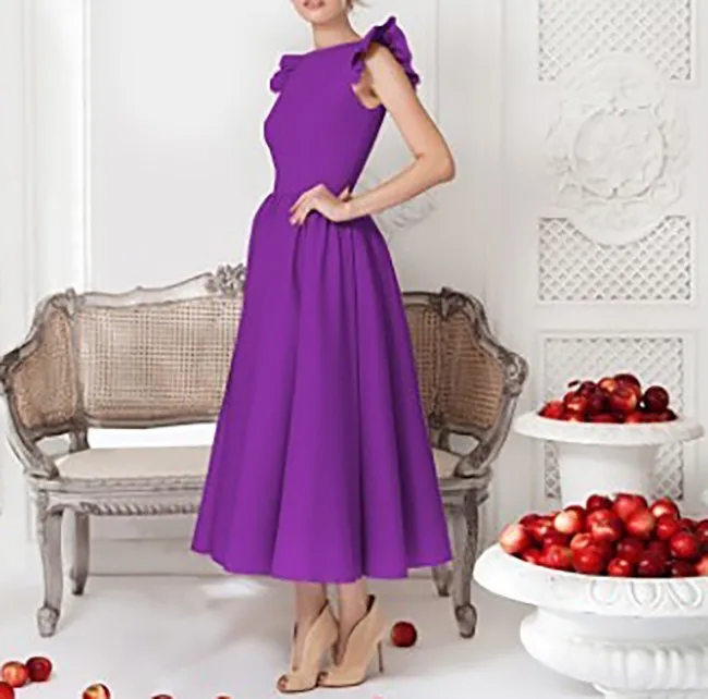 Purple CHICEVER, винтажное платье для женщин, без рукавов, из кусков, с оборками, с высокой талией, размера плюс, для девушек, платья для вечеринок, для женщин, новинка - Цвет: Purple