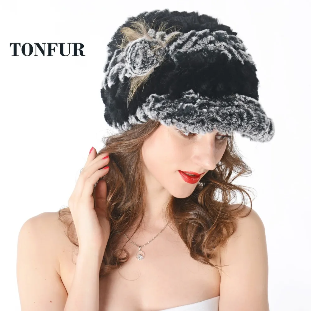 Женская вязаная шапка из меха кролика Рекс 100% натуральный мех бесплатная