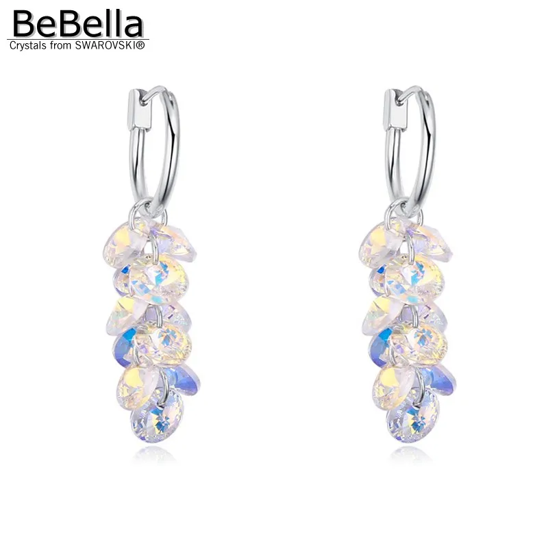 Серьги подвески BeBella с кристаллами сделанные из кристаллов Сваровски модные