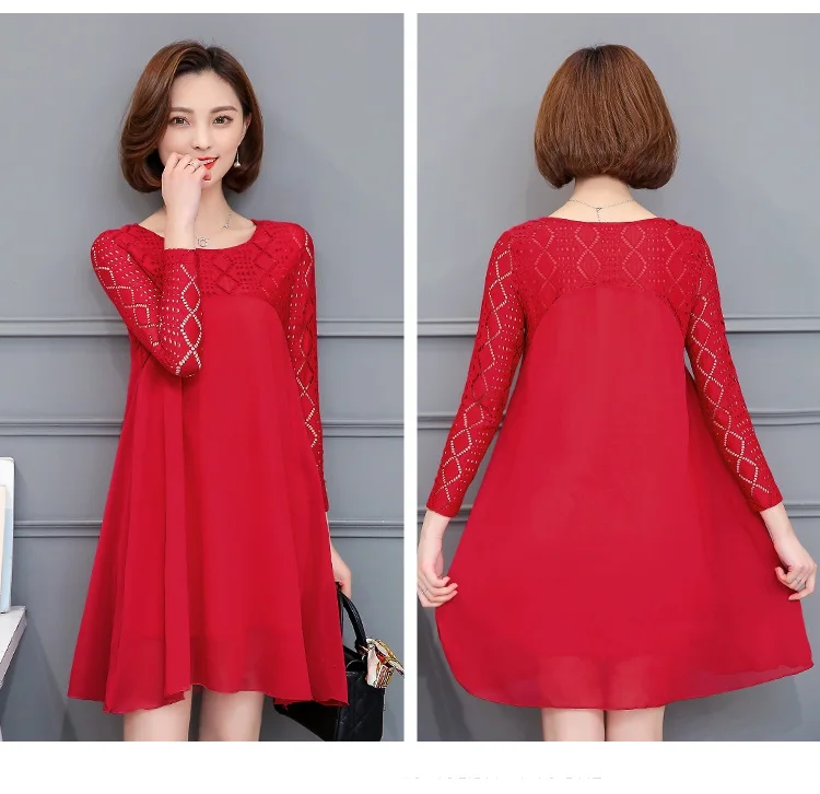 2021 на весну размера плюс для беременных Одежда кружева с длинным рукавом шифон