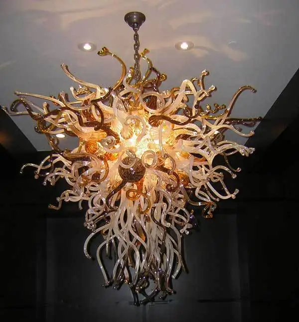 

Best Price Modern Amber Color Crystal Hand Blown Glass Chandelier Lighting