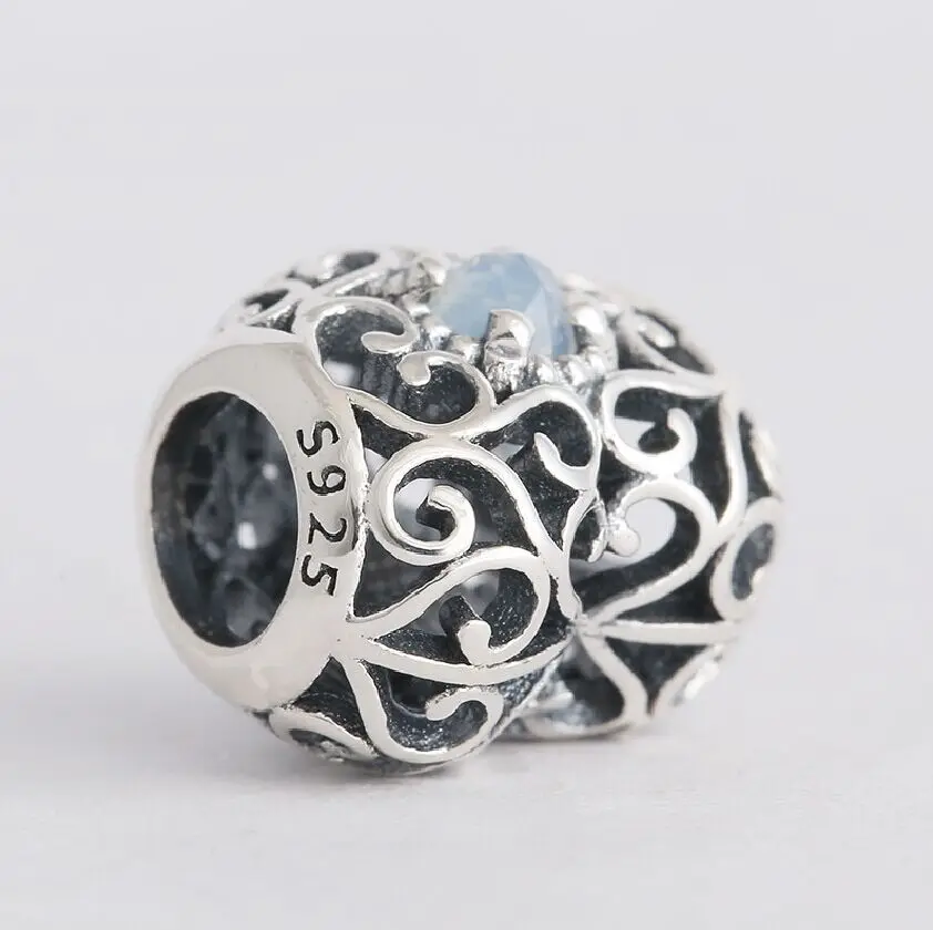 925 пробы серебро ажурные Подпись прозрачный кристалл камень-талисман в форме