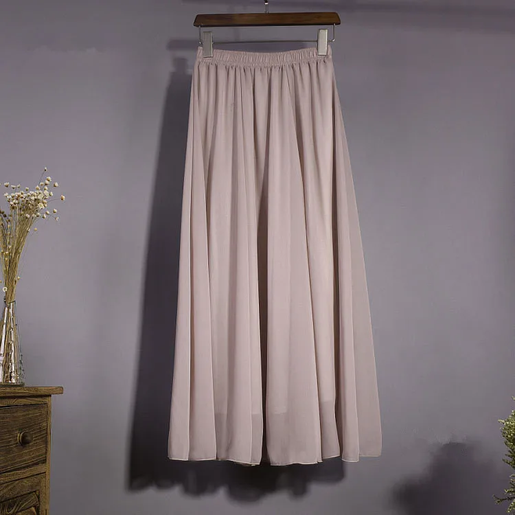 Винтажные макси юбки, женские, одноцветные, Boho, шифон, Saia Longa, летние, vestidos, тюлевые, повседневные, Jupe, длинные юбки, женская одежда, Faldas - Цвет: 4
