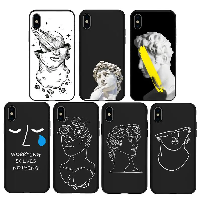 Модный чехол David Rock Art Line для iphone X XS Max XR 5 5s SE мягкий 6S 6 7 8 Plus Обложка|case for iphone|silicone