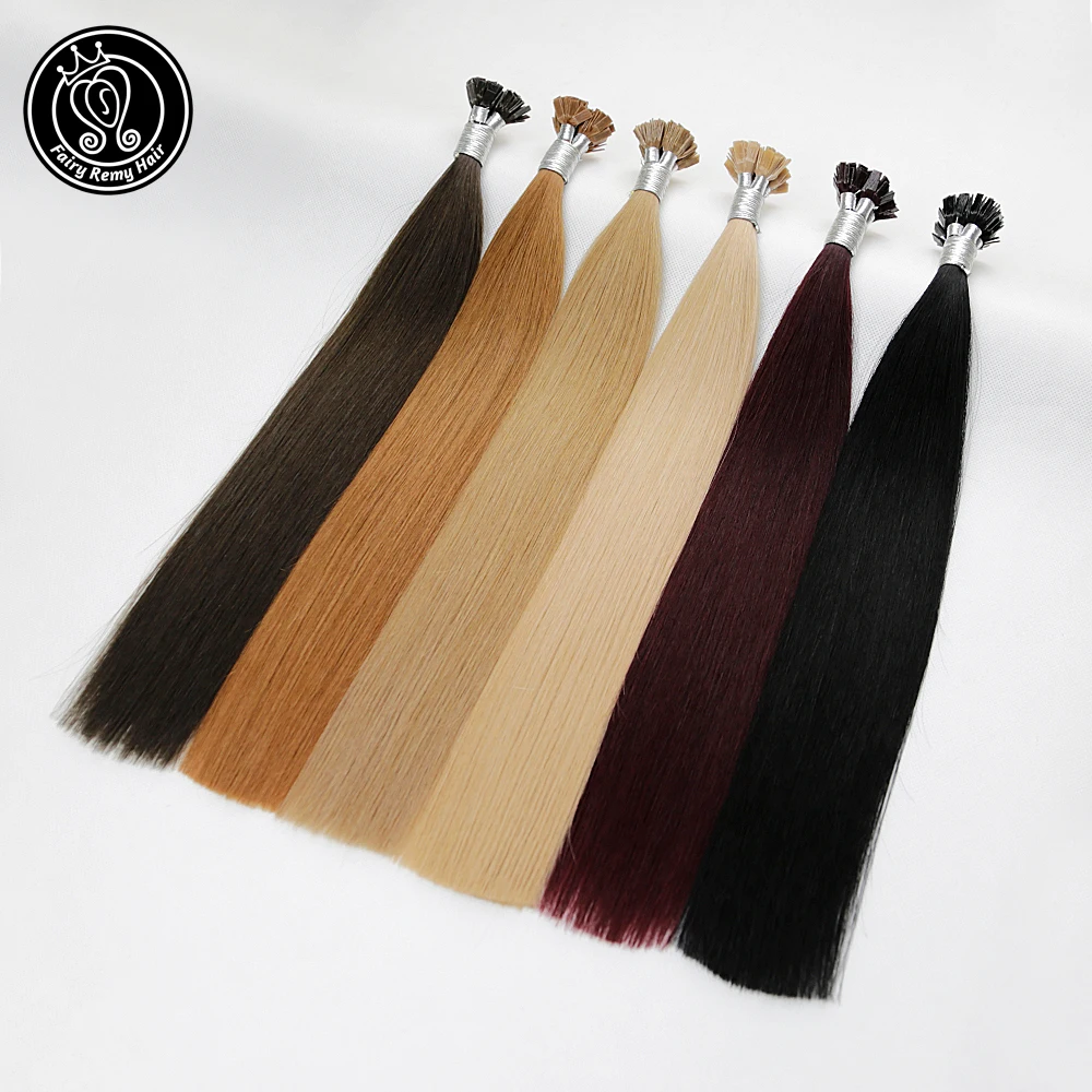Фея remy волосы 2" Remy Кератиновый плоский кончик человеческие волосы для наращивания блонд цвет прямые капсулы Предварительно Связанные волосы для наращивания натуральный