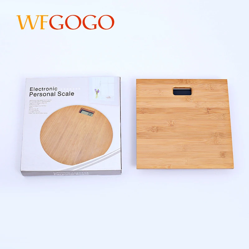 WFGOGO бамбуковые весы 180 кг для ванной комнаты, умные светодиодные цифровые напольные весы, весы для дома