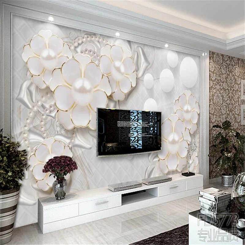 Обои на заказ для настенных наклеек большие фрески белые роскошные украшения