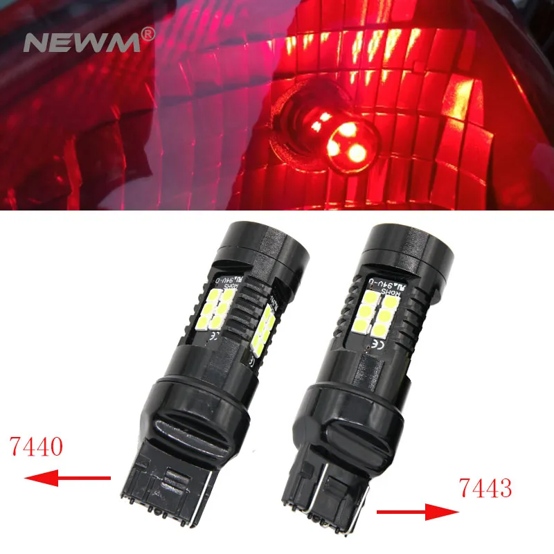 2 шт. красный высокой мощности 21SMD 3030 LED 7443 T20 7444NA светодиодные лампы для указателей