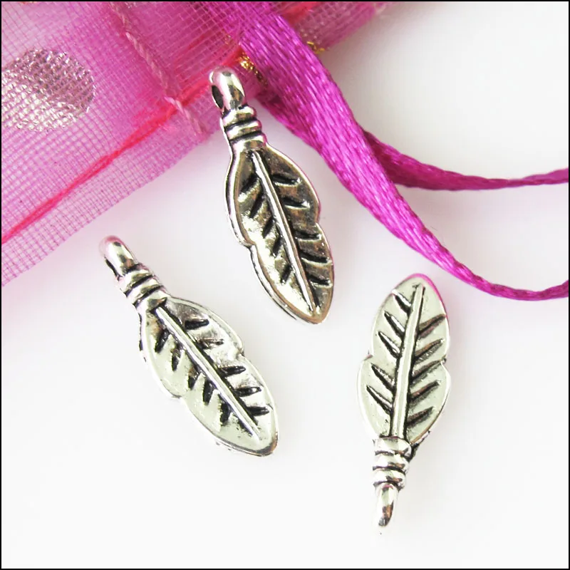 Новый 70 шт. Тибетский Серебристый Цвет Крошечный листьев Подвески 6x17mm|Шармы| |