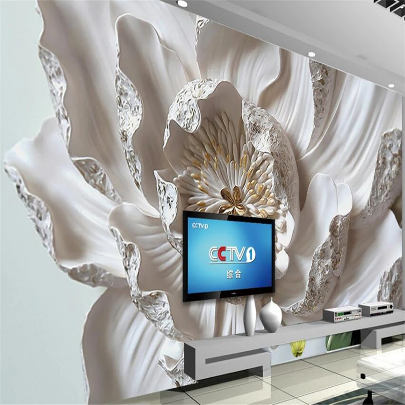 

Wellyu большой цветок рельефная стена 3D цветок декоративная роспись на заказ большой росписи зеленые обои papel де parede para quarto
