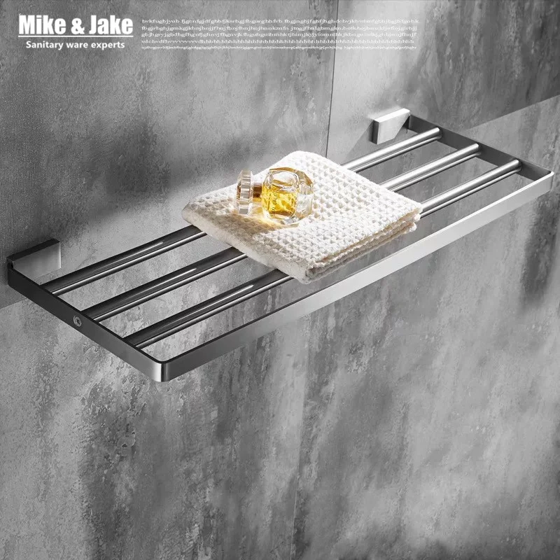 

Stainless steel 304 bathroom towel rack double bath towel holder shelf bathroom towel holder shelf chorm bathroom hardware 60cm