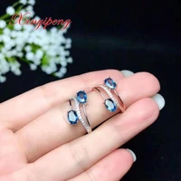 xin yi peng 925 silver plated gold inlaid natural 100 sapphire female rings for women fine rings fine jewelry s925