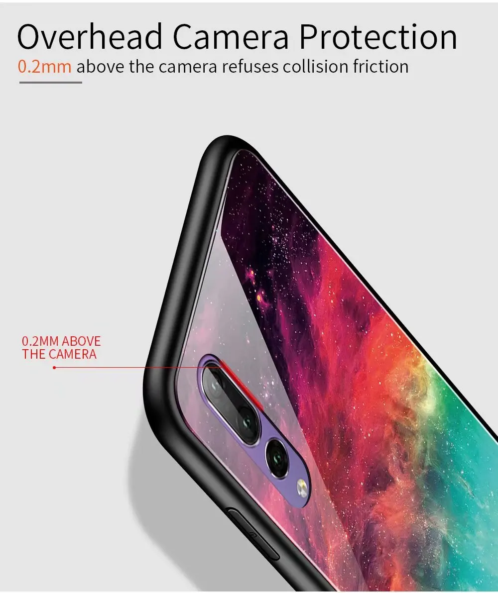 Цветной мраморный чехол для телефона huawei P20 Pro P20Lite закаленное стекло Coque