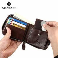 manbang genuine leather wallet man fashion coin pocket small vintage men wallet male short card holder purse brand mini wallet