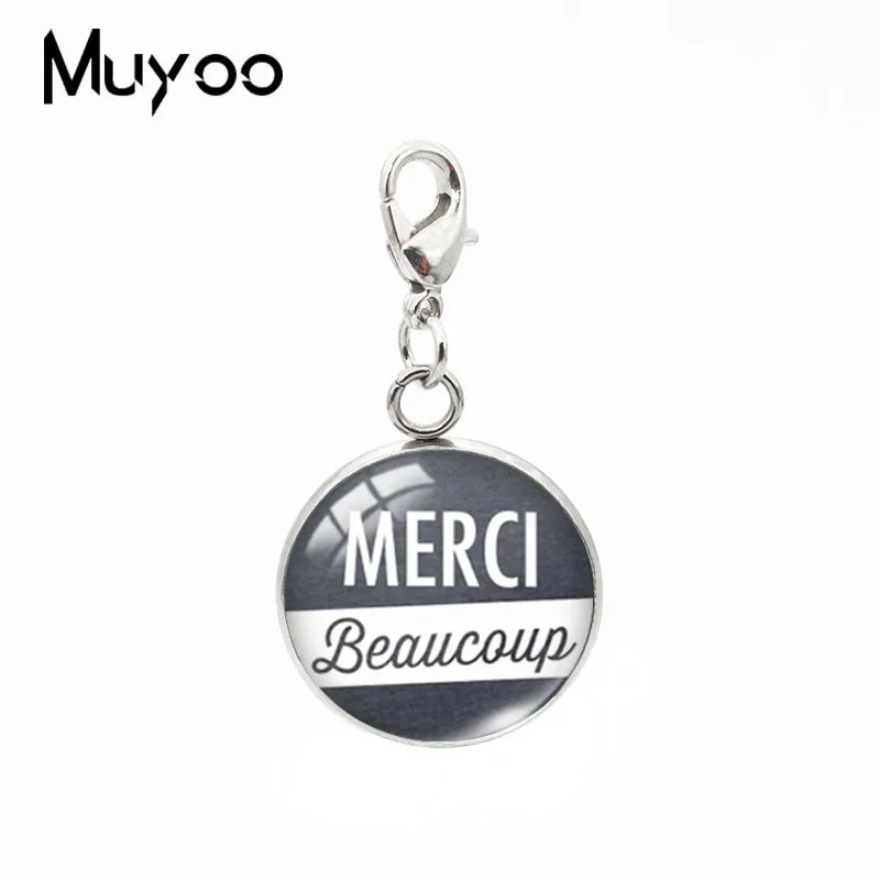 2019 Новый Merci Beaucoup круглый талисман кулон спасибо кулоны в форме стеклянного