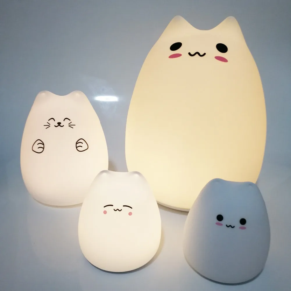 СВЕТОДИОДНЫЙ цветной ночник с изображением животного кота снеговика USB