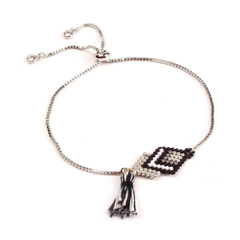 Bracelet-black JOYE Оригинальная дизайнерская бижутерия наборы серьги Бохо подвески набор ожерелье браслет лист кисточкой MIYUKI прекрасные драгоценные бусы Набор - Окраска металла: Bracelet-black