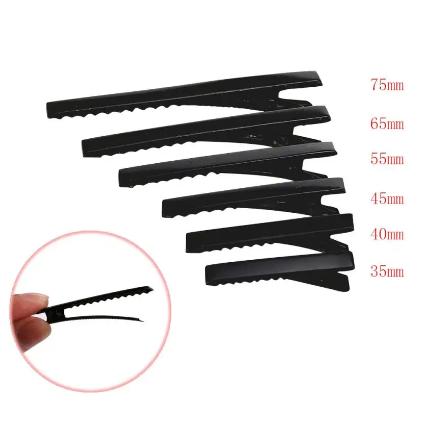 50PCS 6 Sizes Black Hair Clips Small Medium Lot Silver Crocodile Alligator Bow Blank 2U928 | Красота и здоровье