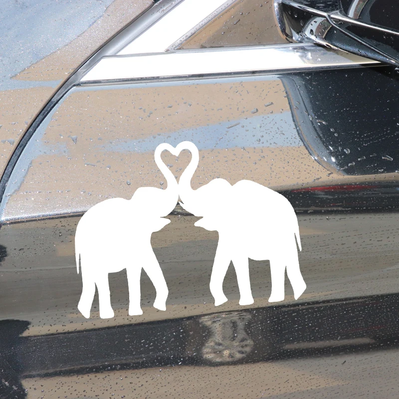 

YJZT 17.7CM*13CM Elephant Love Pattern Car Stickers Decorate Body Of Car Vinyl Decal Black/Silver C4-1659