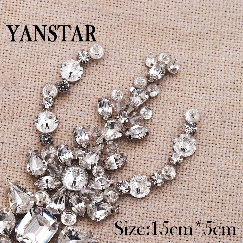 

YANSTAR (10pcs) Wholesale Bridal Sash Hand Crystal Rhinestones Appliques Accessory For Wedding Dress Belt YS838A