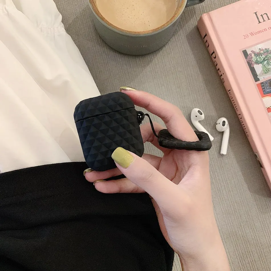 Чехол для AirPods 1/2, Модный Роскошный чехол для наушников с алмазным узором, чехол s для Apple Airpods 2, Мягкий защитный чехол с кольцом на палец