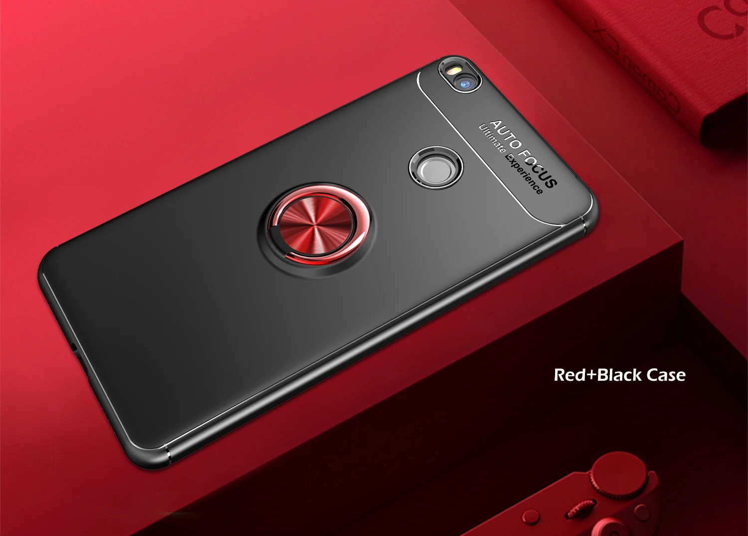 Red ring black case Чехол Qkuttu для Xiaomi mi max 2 max 3, чехол для автомобиля, магнитное металлическое кольцо, держатель, полная задняя крышка для Xiomi mi max 3 max2, силиконовый чехол - Цвет: Red ring black case